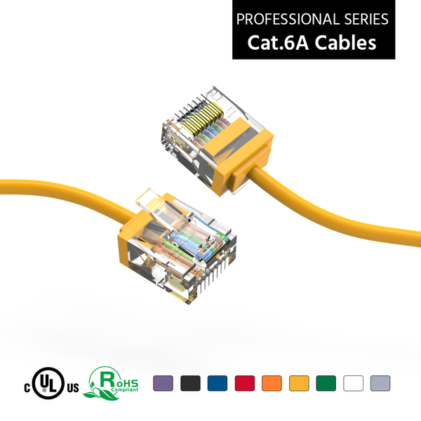 Bestlink Netware CAT6A UTP Super-Slim Ethernet Network Cable 32AWG- 7ft- Yellow 100297YW